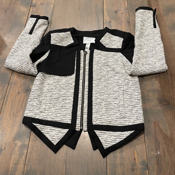 ICB New York Women’s Long Sleeve Full Zipper Black & White Lined Blazer Jacket 4 - Picture 1 of 10